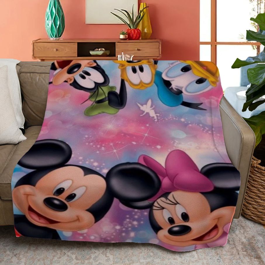 Disney Characters Fleece Blanket Gift For Fan, Disney Characters Funny Disney Characters Mickey Minnie Pluto Donald Comfy Sofa Throw Blanket Gift