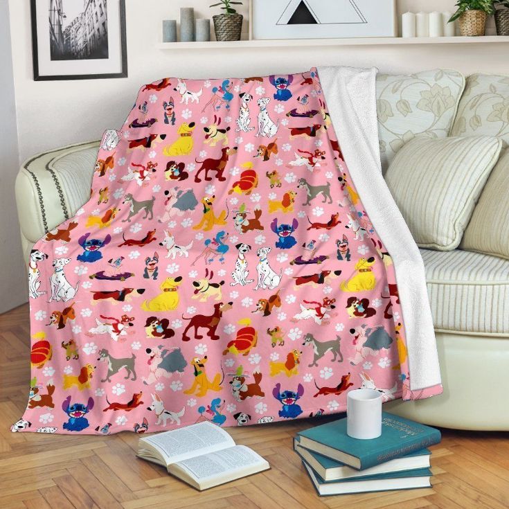 Disney Dogs Fleece Blanket Gift For Fan, Premium Comfy Sofa Throw Blanket Gift