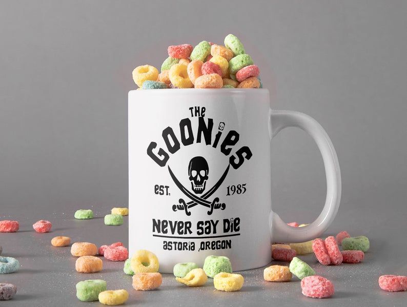 Distressed The Goonies Never Say Die Mug The Goonies Movie Mug Pirates And Treasure Mug Vintage Premium Sublime Ceramic Coffee Mug White