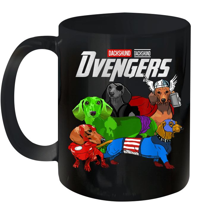 Dog Dachshund Dvengers Premium Sublime Ceramic Coffee Mug Black