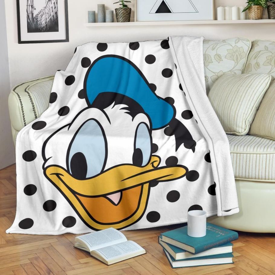 Donald Duck Disney Polka Dots Fleece Blanket Gift For Fan, Premium Comfy Sofa Throw Blanket Gift