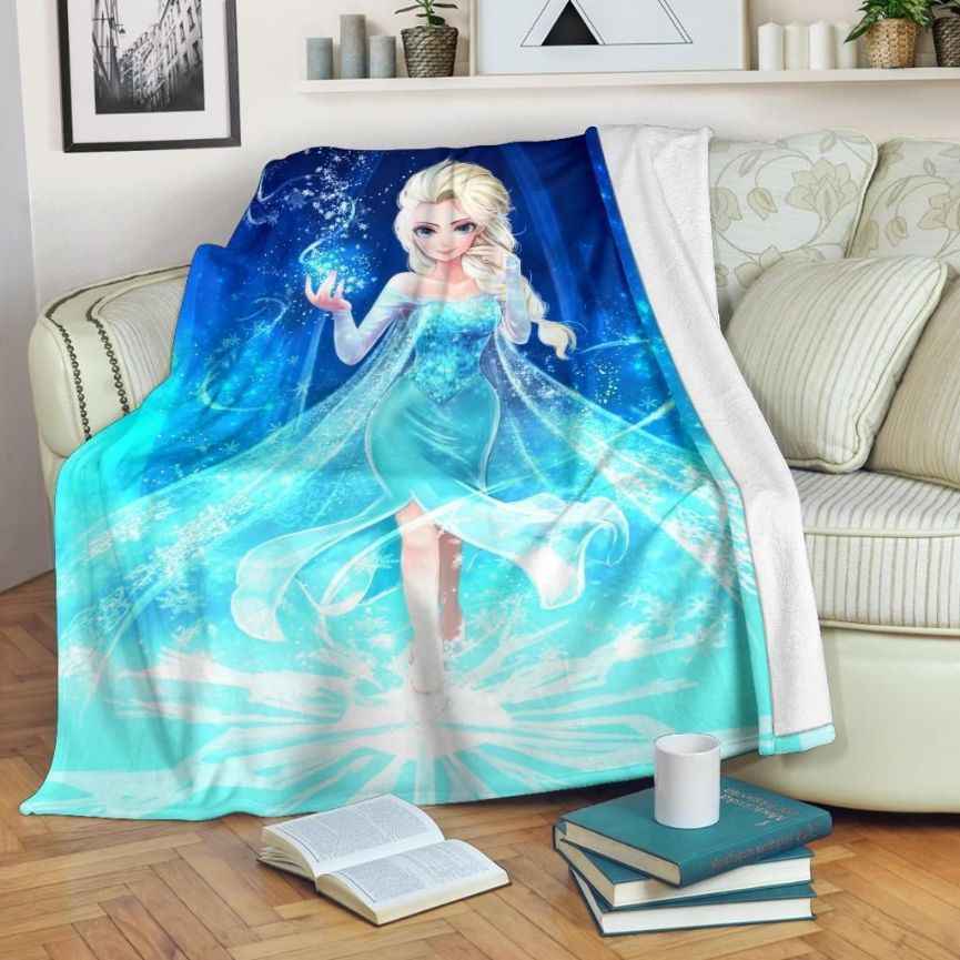 Elsa Princess Fleece Blanket Gift For Fan, Premium Comfy Sofa Throw Blanket Gift