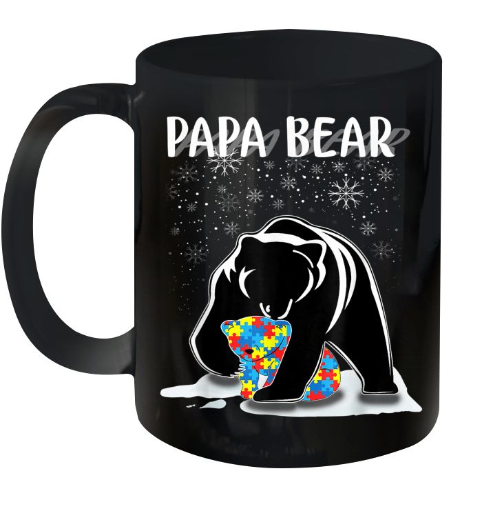 Father’s Day Autism Awareness Papa Bear Premium Sublime Ceramic Coffee Mug Black