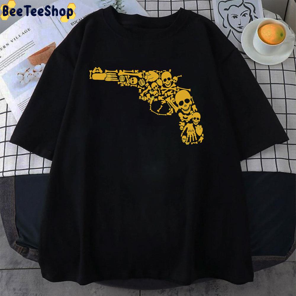 Firearmweapon Firearm Skeleton Skull Illustration Unisex T-Shirt