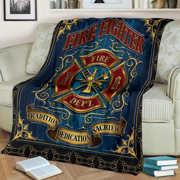 Firefighter Fire Dept Tradition Dedication Sacrifice Fleece Blanket, Premium Comfy Sofa Throw Blanket Gift