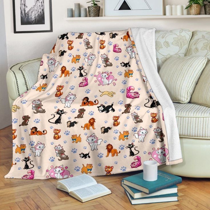 Funny Disney Cats Fleece Blanket Gift For Fan, Premium Comfy Sofa Throw Blanket Gift