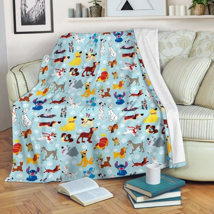 Funny Disney Characters Dogs Fleece Blanket Gift For Fan, Premium Comfy Sofa Throw Blanket Gift