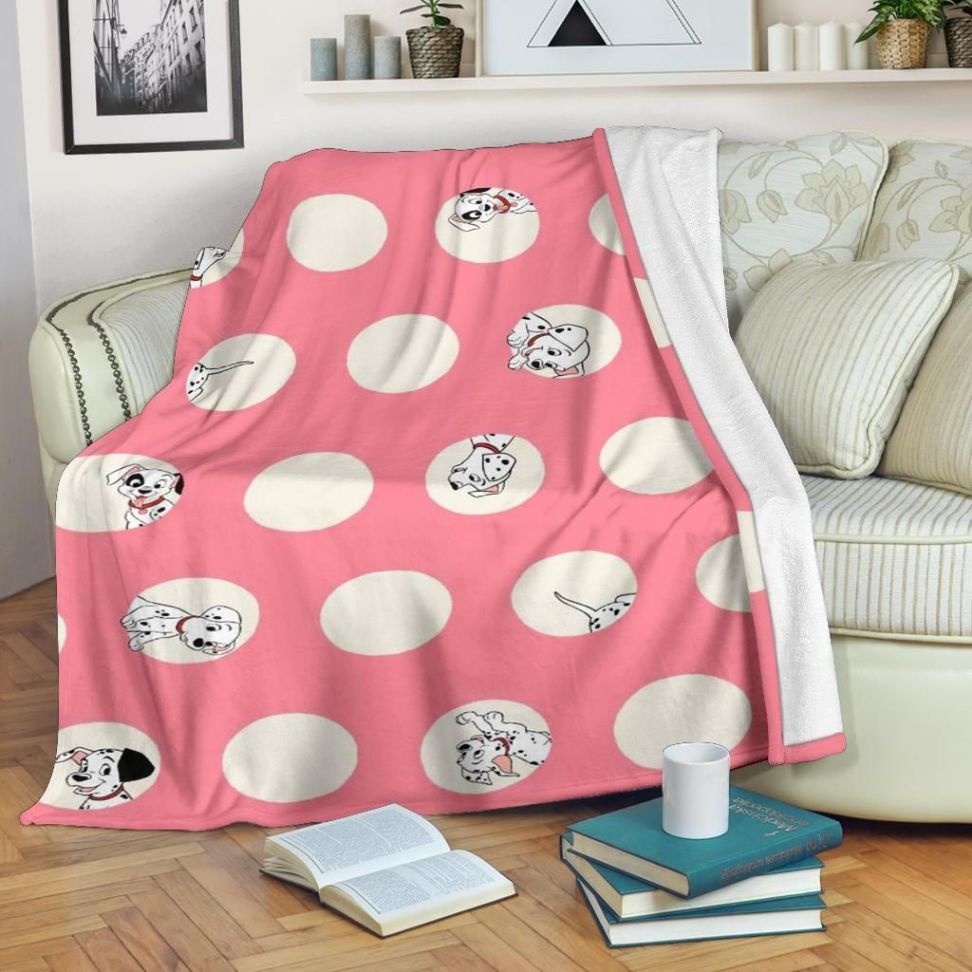 Funny Dot Pink Dalmatian Fleece Blanket Gift For Fan, Premium Comfy Sofa Throw Blanket Gift