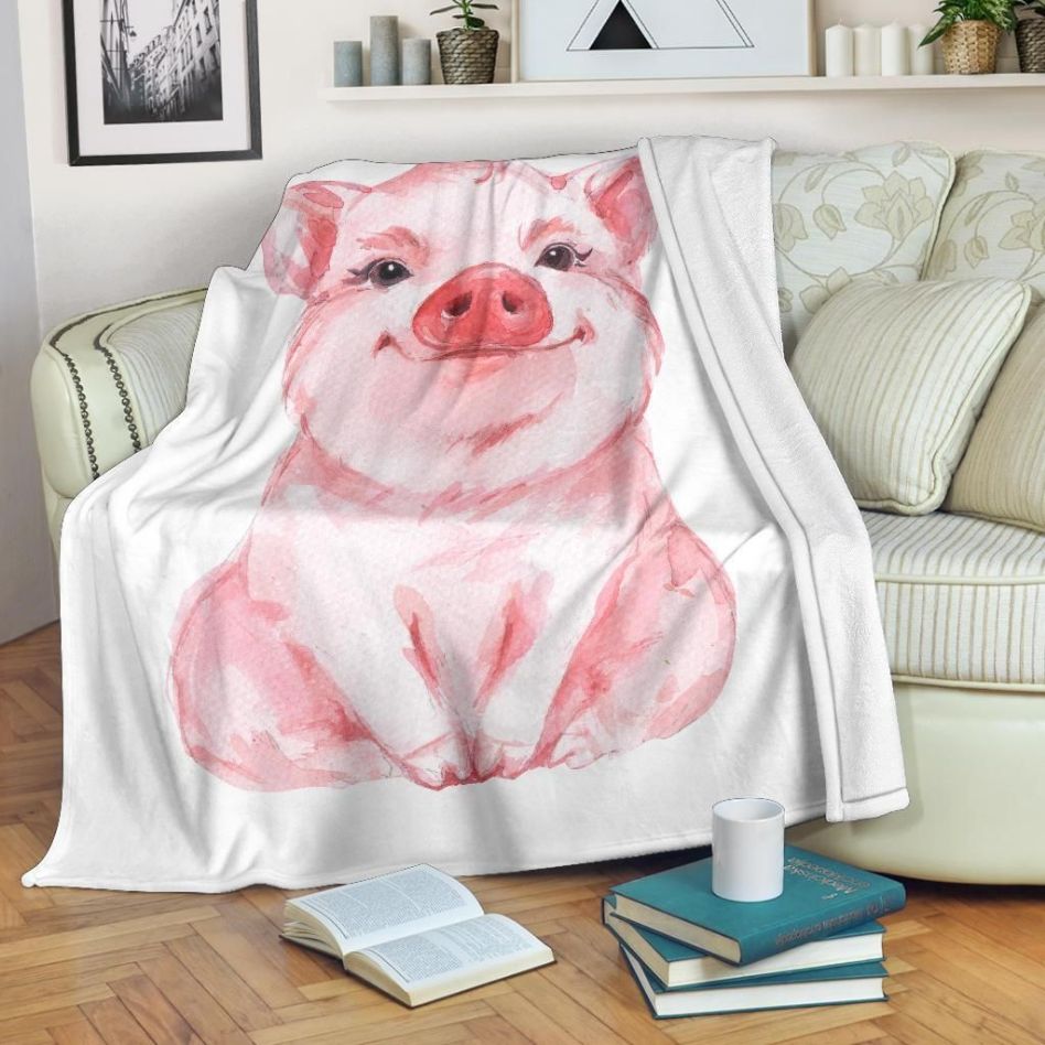 Funny Pig Fleece Blanket Gift For Fan, Premium Comfy Sofa Throw Blanket Gift