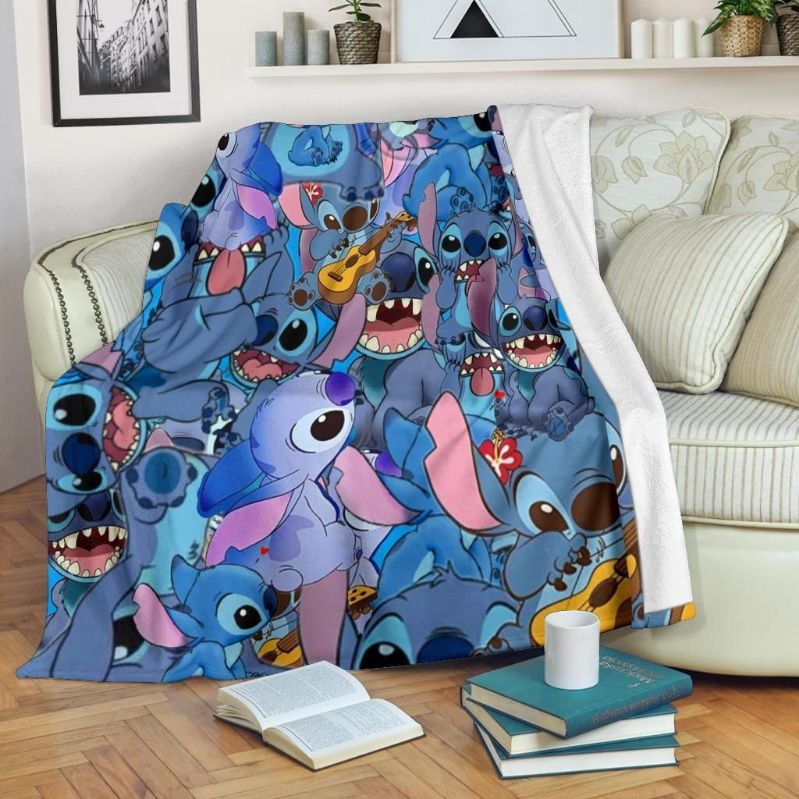 Funny Stitch Lover Disney Fleece Blanket Gift For Fan, Premium Comfy Sofa Throw Blanket Gift