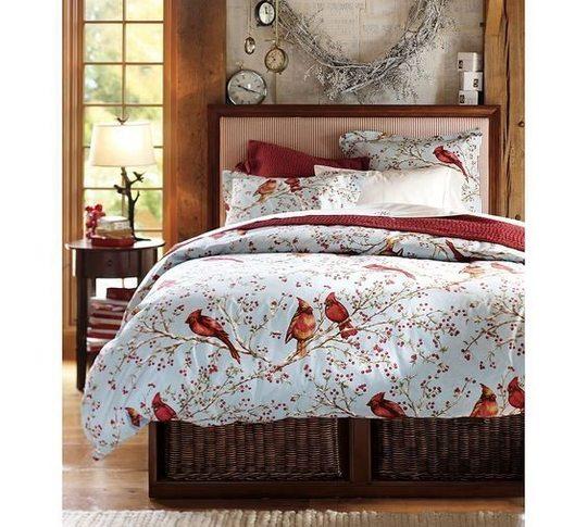 Gentle Pattern Cardinal Bird Bedding Sets