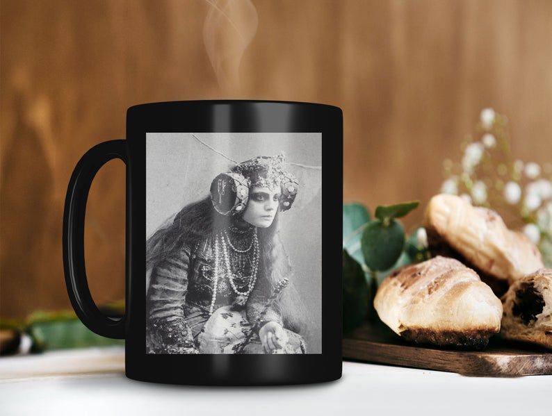 Goth Woman Psychic Witch Pagan Witchcraft Wiccan Gothic Lady Parlor Mug Woman Gift Witchcraft Wiccan Premium Sublime Ceramic Coffee Mug Black