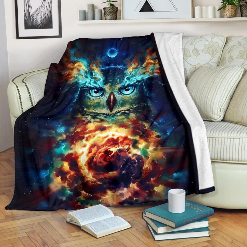 Graphic Owl Fleece Blanket Gift For Fan, Premium Comfy Sofa Throw Blanket Gift