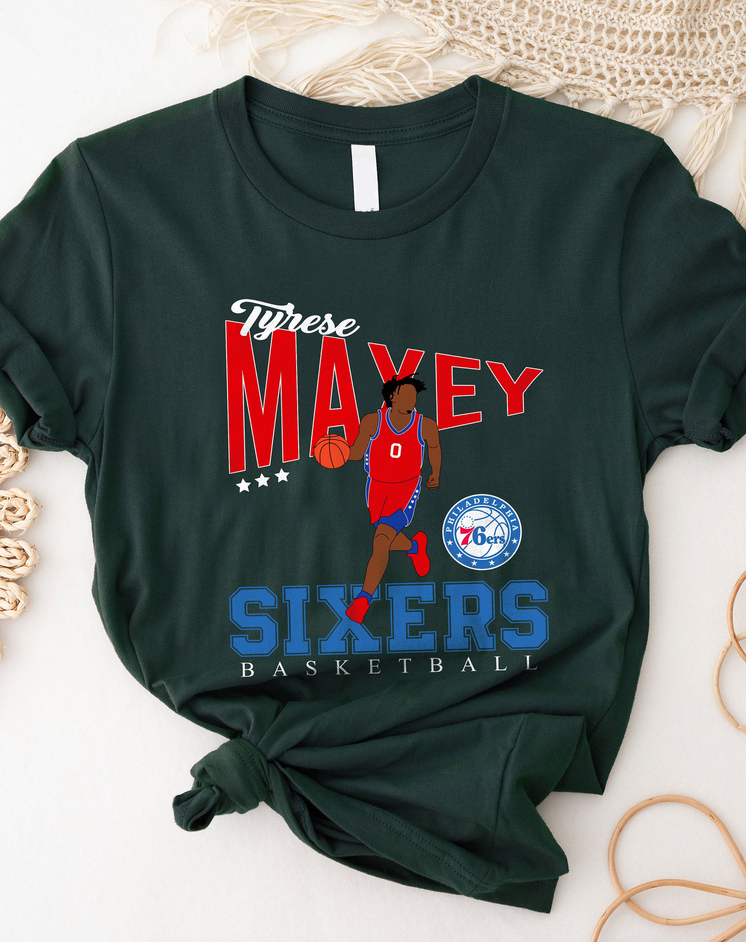 Graphic Tyrese Maxey Phila Art Philadelphia 76ers Basketball Players Unisex T-Shirt