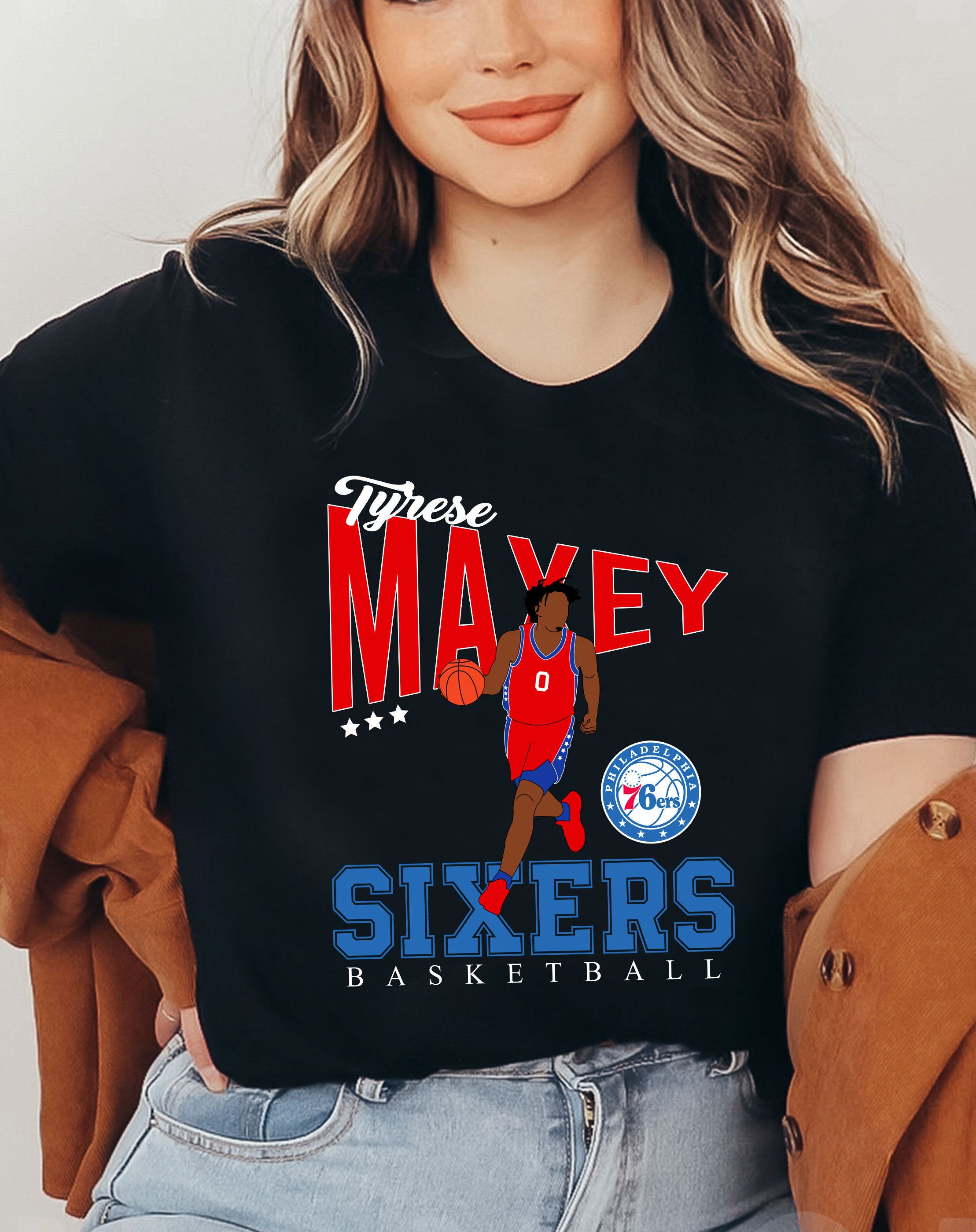 Graphic Tyrese Maxey Phila Art Philadelphia 76ers Basketball Players Unisex T-Shirt