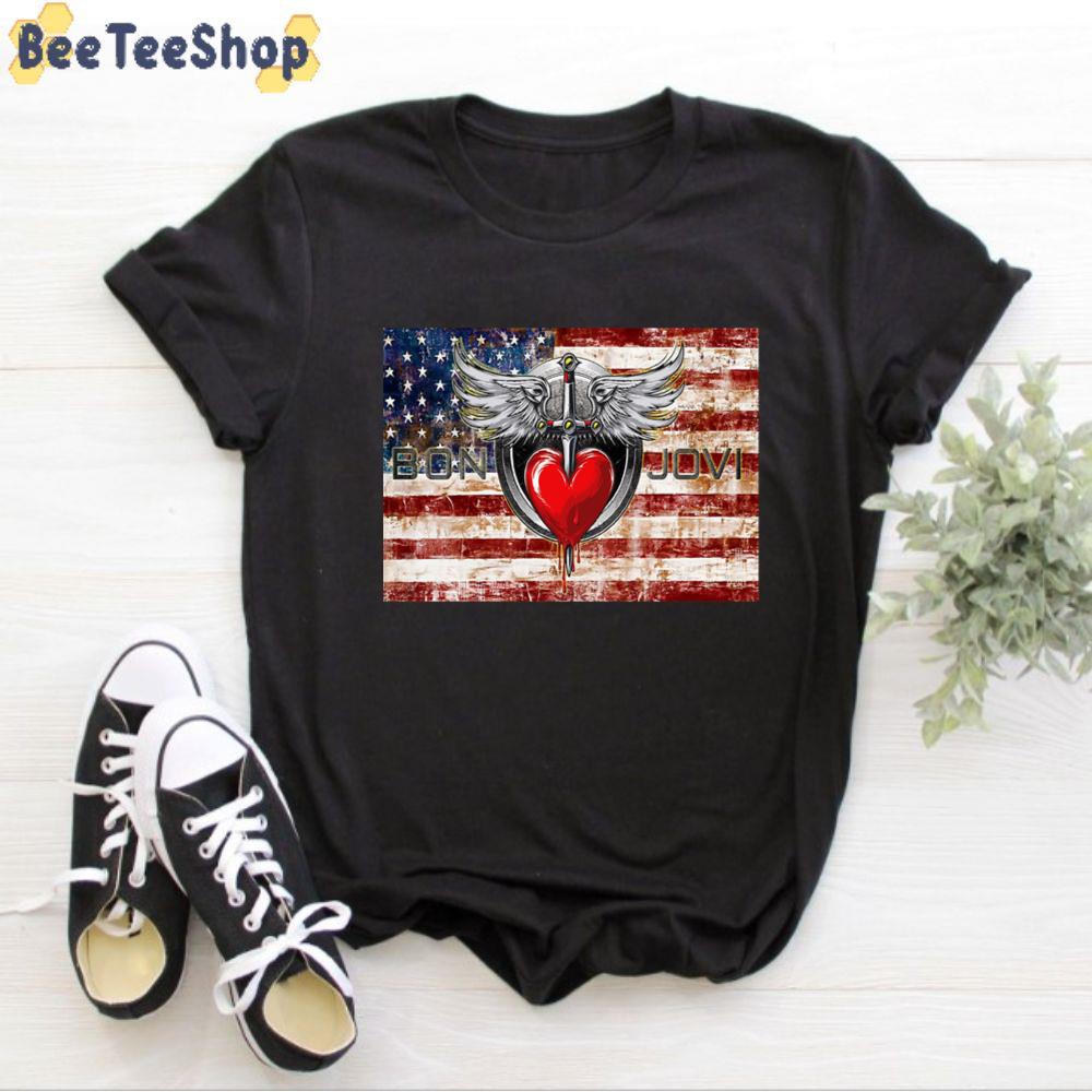 Grunge American Flag Bon Jovi02 Unisex T-Shirt