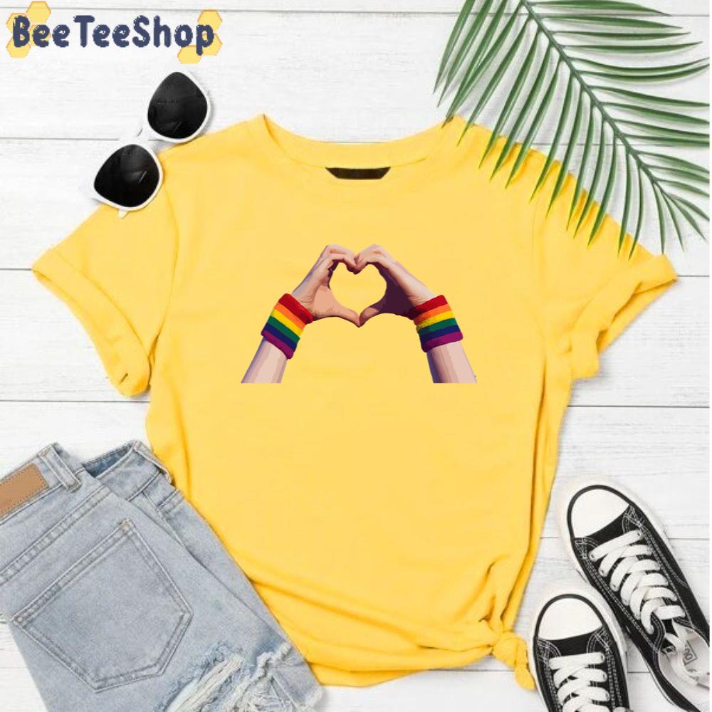 Hands Make Heart Pride Allyship Happy Pried Month Unisex T-Shirt