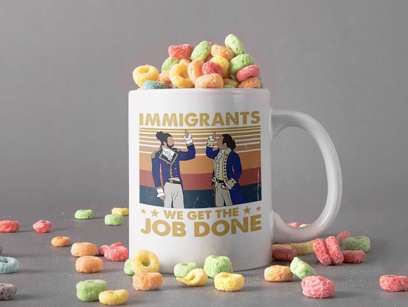 Immigrants We Get The Job Done Mug The Windsors Tv Show Mug The Madness Of King George Vintage Retro Premium Sublime Ceramic Coffee Mug White