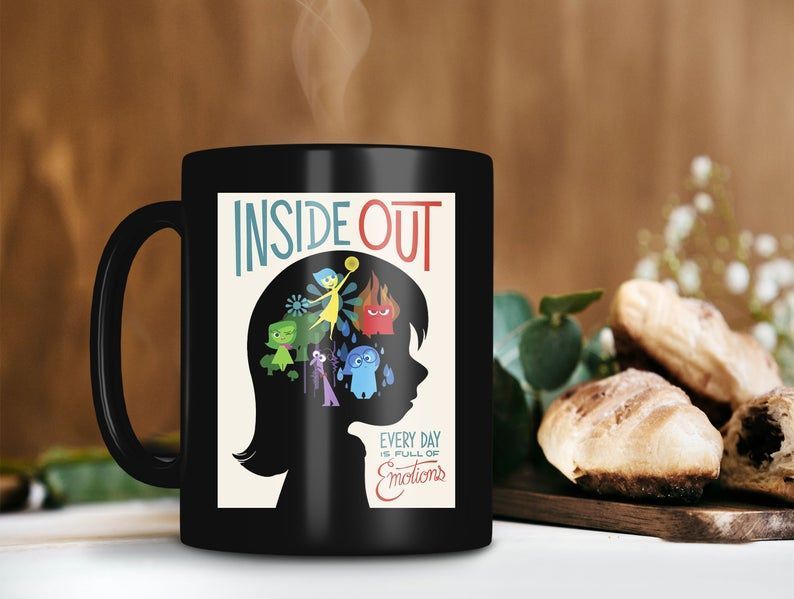 Inside Out Movie Mug Joy Sadness Anger Sad Disgust Fear Lover Mug Disney Pixar Mug Premium Sublime Ceramic Coffee Mug Black