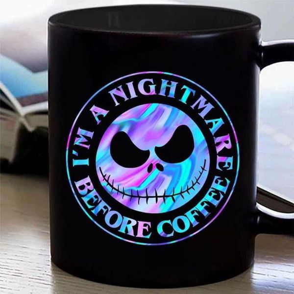 Jack Skellington I’m A Nightmare Coffee Before Premium Sublime Ceramic Coffee Mug Black