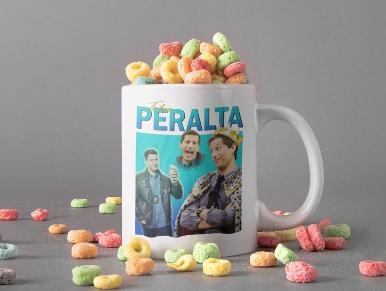 Jake Peralta Mug Andy Samberg Mug Brooklyn 99 Tv Show Mug Brooklyn Nine Nine Mug Retro Vintage Mug Premium Sublime Ceramic Coffee Mug White