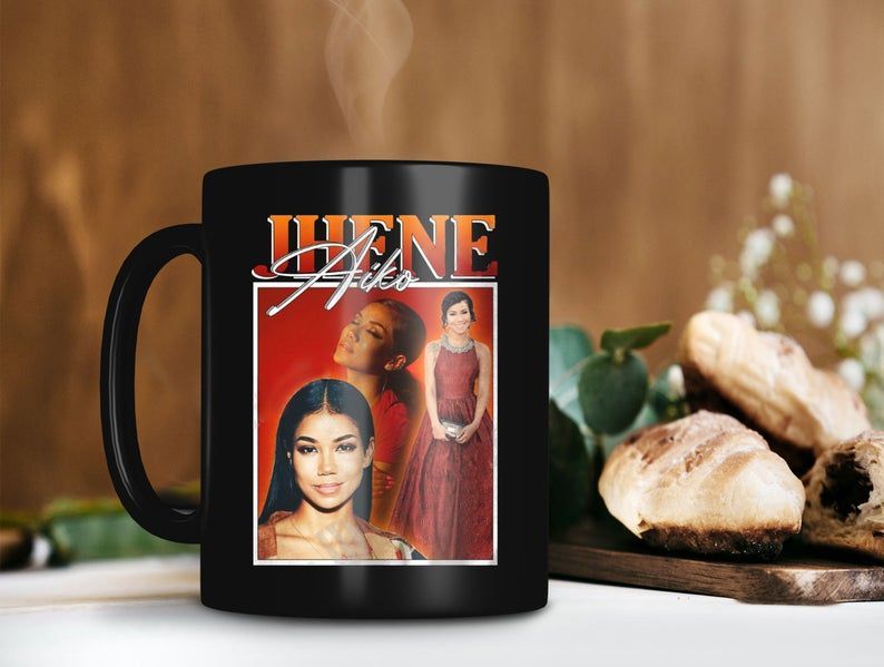 Jhené Aiko Noble Red Dress Mug Jhené Aiko Efuru Chilombo Mug B2k R&b Band Mug Retro Vintage Mug Premium Sublime Ceramic Coffee Mug Black