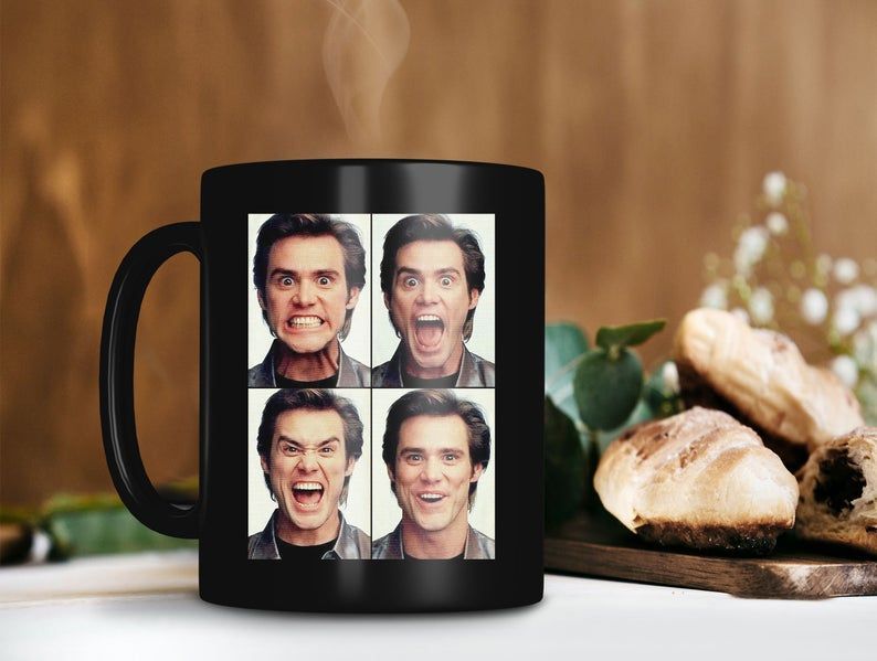 Jim Carrey Shades Of Face Mug Slapstick Lover Mug Canadian American Actor Mug Premium Sublime Ceramic Coffee Mug Black