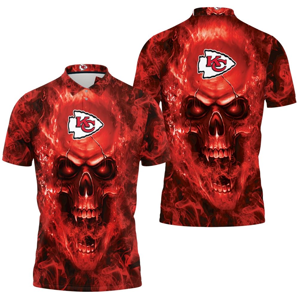 Kansas City Chiefs Nfl Fans Skull Polo Shirt All Over Print Shirt 3d T-shirt