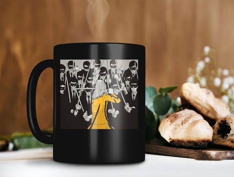 Kill Bill Concept Art Mug The Bride Mug Beatrix The Bride Kiddo Mug Uma Thurman Mug Retro Vintage Premium Sublime Ceramic Coffee Mug Black