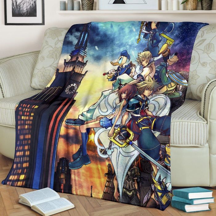Kingdom Hearts Fleece Blanket Gift For Fan, Premium Comfy Sofa Throw Blanket Gift