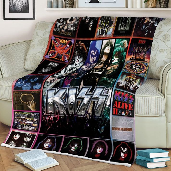 Kiss Gift, Kiss Band Album Collage 2 Gift For Fan Comfy Sofa Throw Blanket Gift