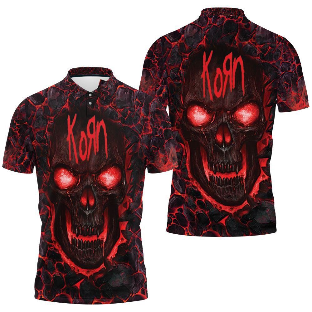 Korn Lava Skull 3d Full Jersey Polo Shirt All Over Print Shirt 3d T-shirt