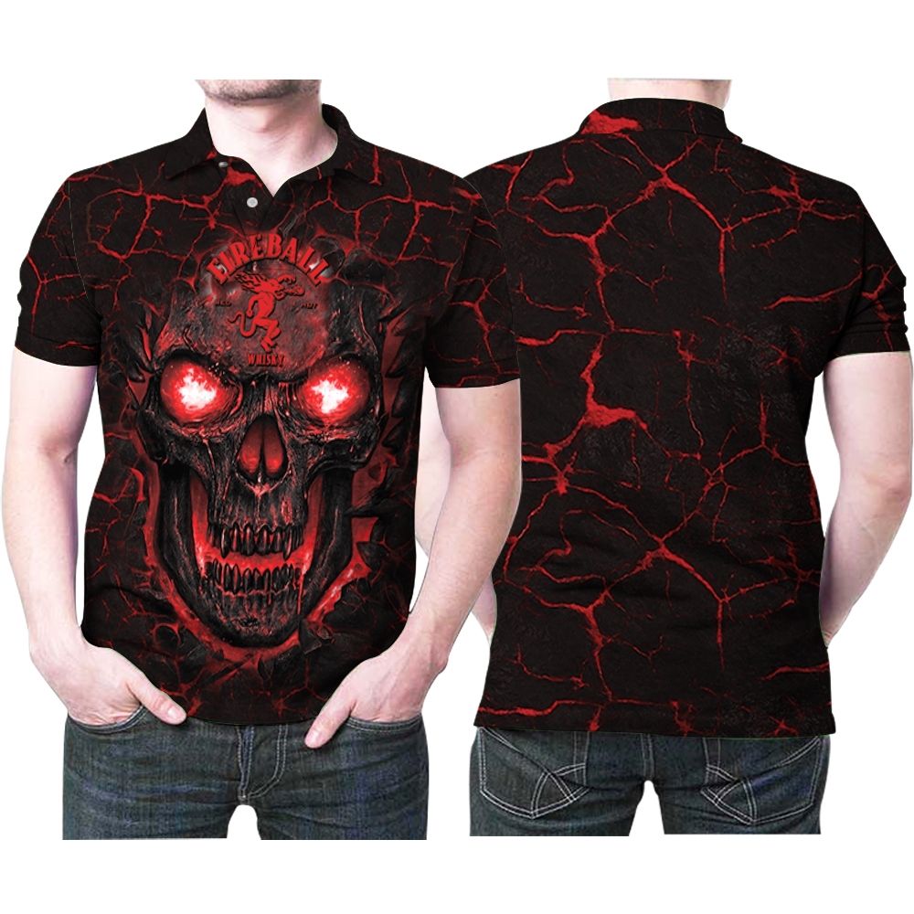 Lava Skull Fireball 3d Printed 3d 3d Graphic Printed Polo Shirt All Over Print Shirt 3d T-shirt