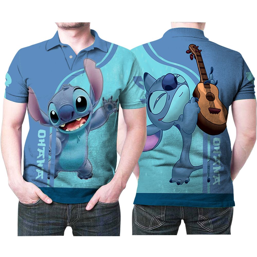 Lilo And Stitch Film Ohana Play Guitar 3d Designed For Stitch Movie Fans Stitch Movie Lovers Polo Shirt All Over Print Shirt 3d T-shirt