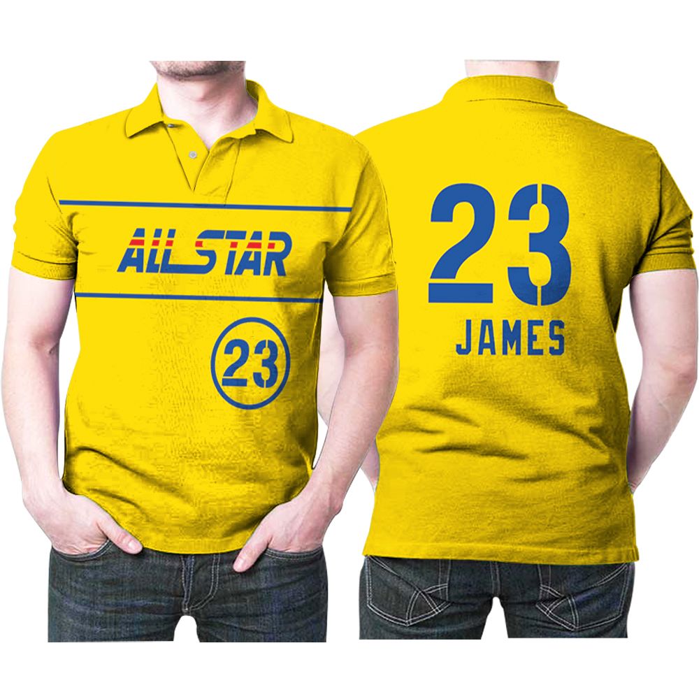 Los Angeles Lakers Lebron James 23 Nba Basketball 2021 Allstar Western Conference Gold Jersey Style Gift For Lakers Fans Polo Shirt