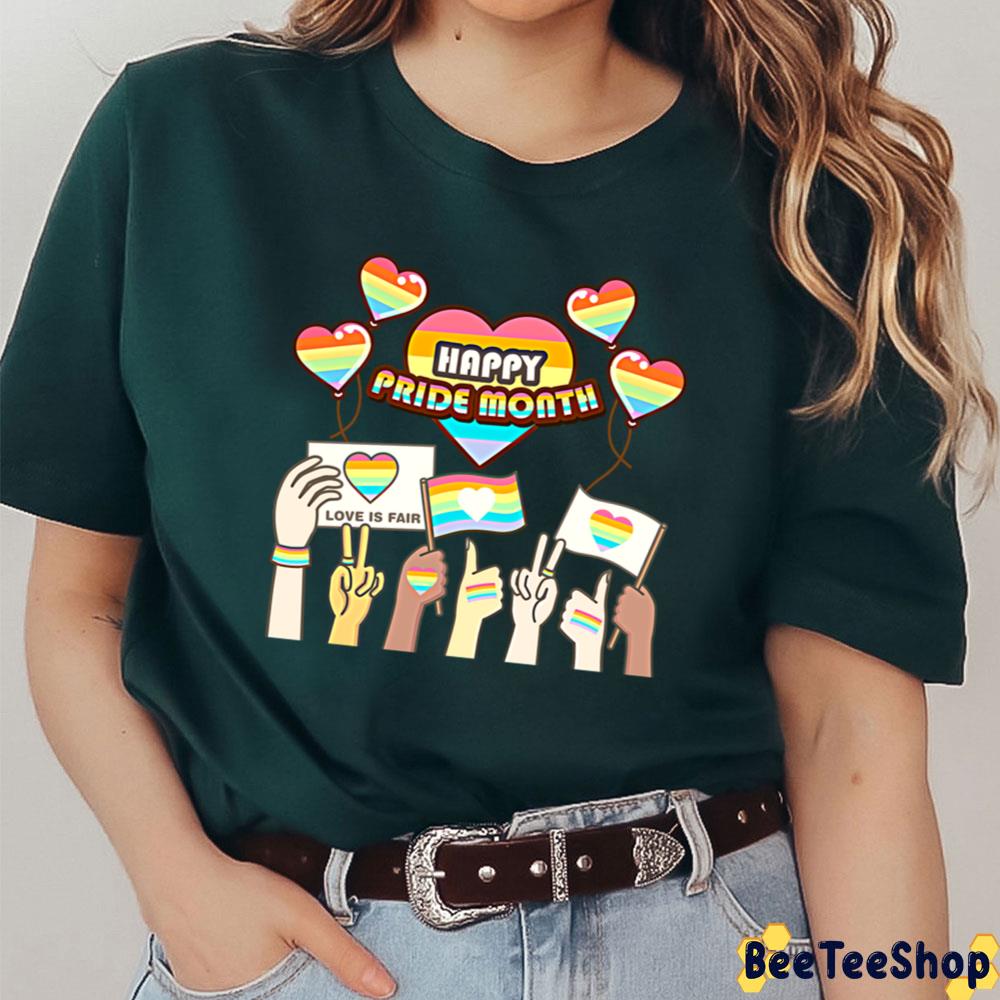 Love Is Fair Happy Pride Allyship Happy Pried Month Unisex T-Shirt