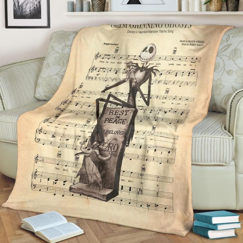 Lyric Grim Grinning Ghost Jack Skellington Best Seller Fleece Blanket Gift For Fan, Premium Comfy Sofa Throw Blanket Gift