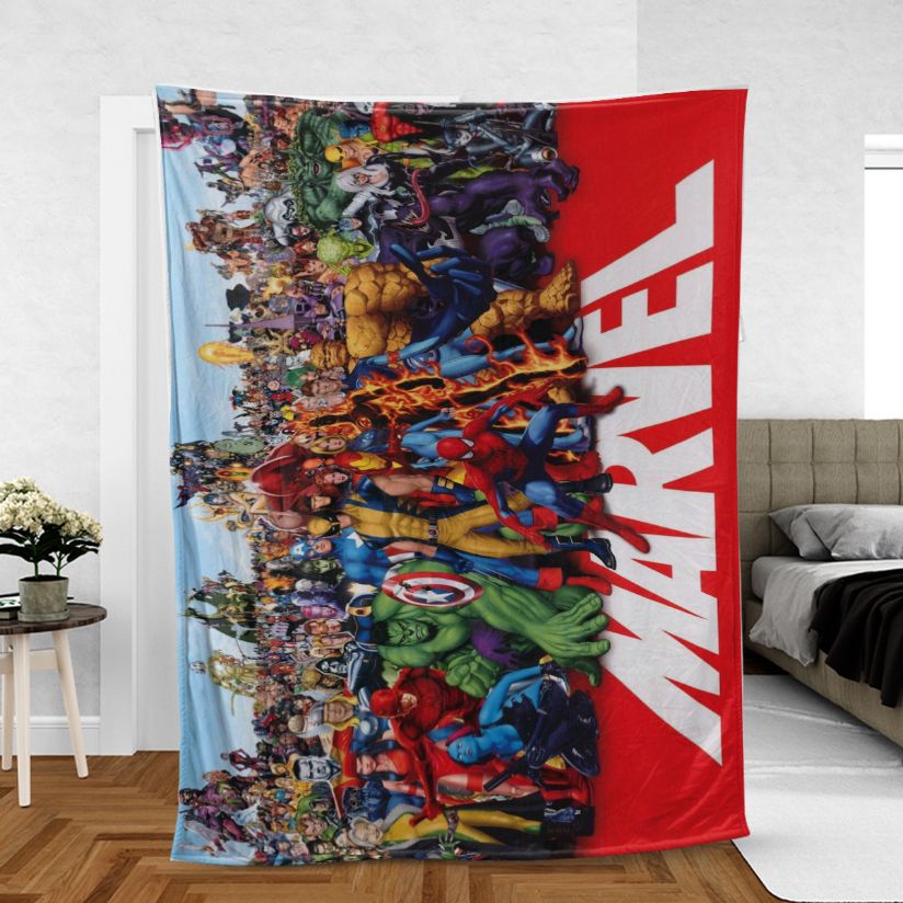 Marvel All Characters Blanket Gift For Fan, Marvel All Characters Comfy Sofa Throw Blanket Gift