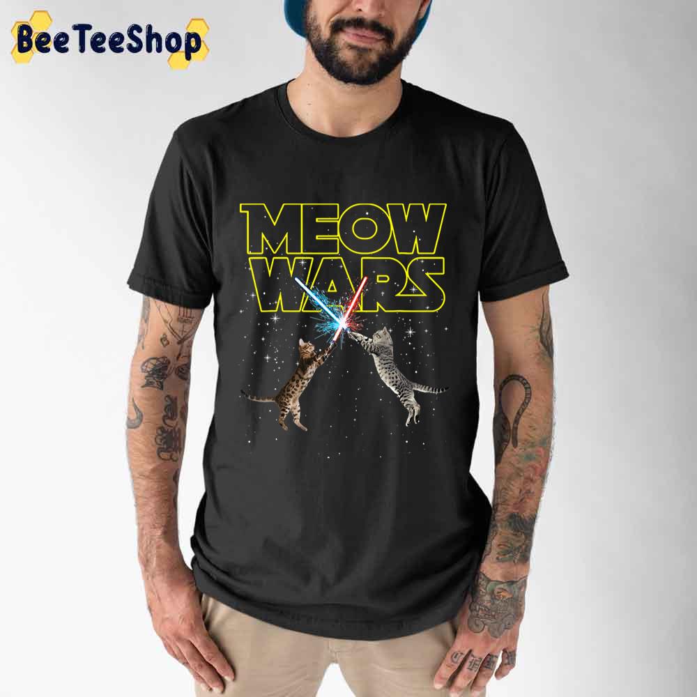 Meow Wars Space Cat Laser Funny Star Wars Unisex T-Shirt