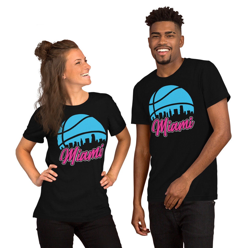 Miami Basketball Sunset Vice City Skyline Unisex T-Shirt