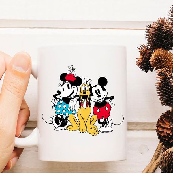 Mickey Minnie And Pluto With Mickey Mouse Best Friend Premium Sublime Ceramic Coffee Mug White