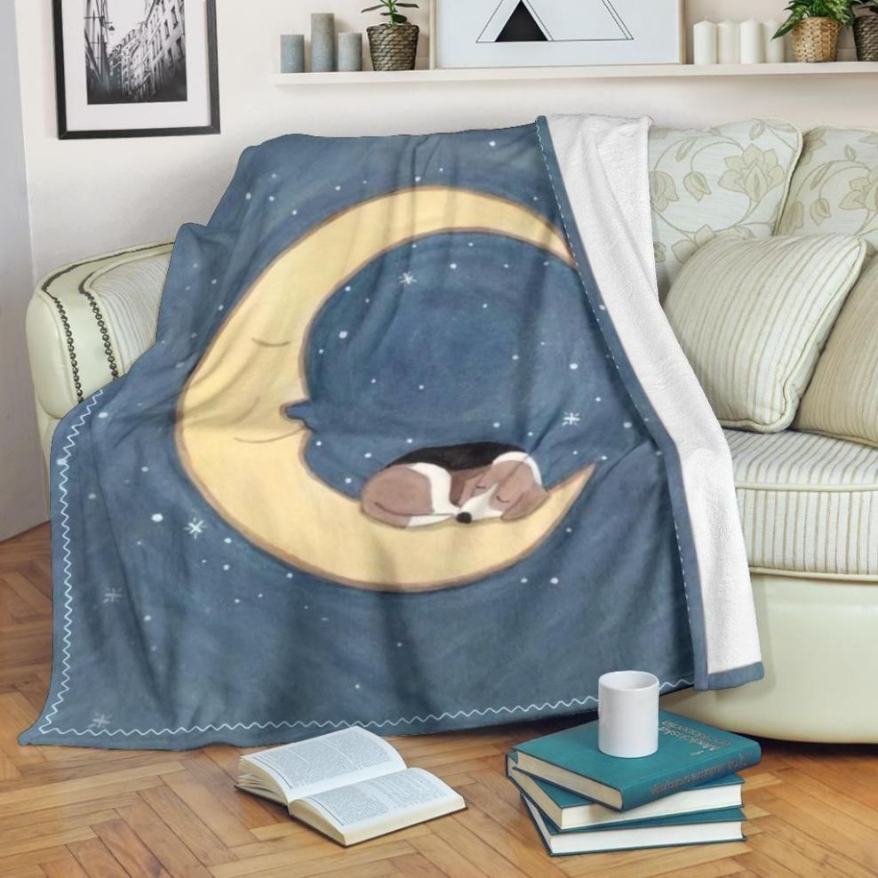 Moonlight Beagle Dog Lovers Fleece Blanket Gift For Fan, Premium Comfy Sofa Throw Blanket Gift