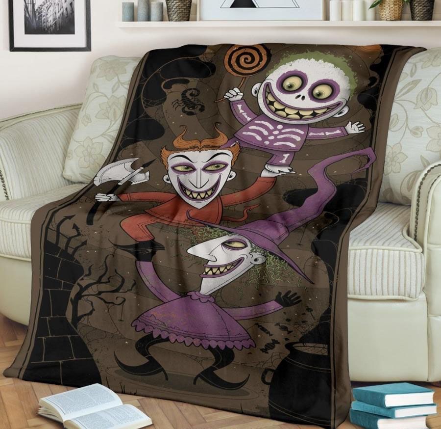 Nightmare Before Christmas Funny Drawing Best Seller Fleece Blanket Gift For Fan, Premium Comfy Sofa Throw Blanket Gift