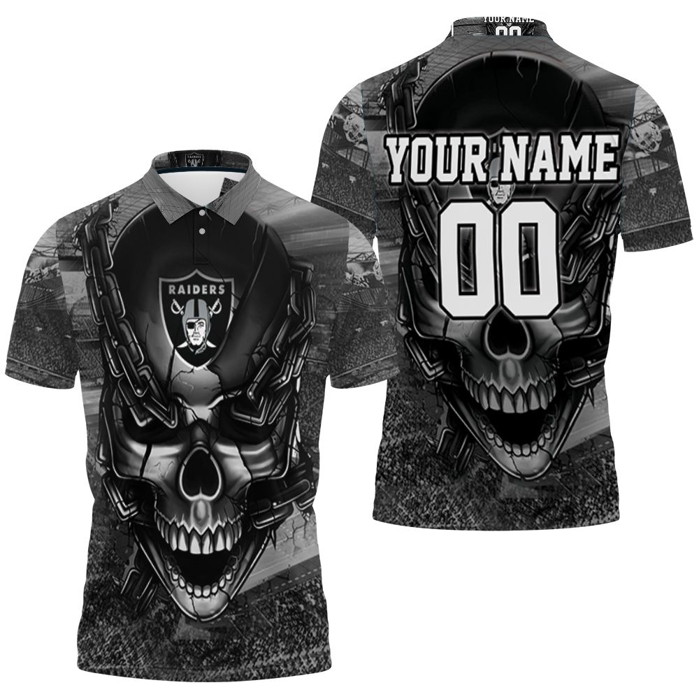 Oakland Raiders Skull Chains Personalized Polo Shirt All Over Print Shirt 3d T-shirt