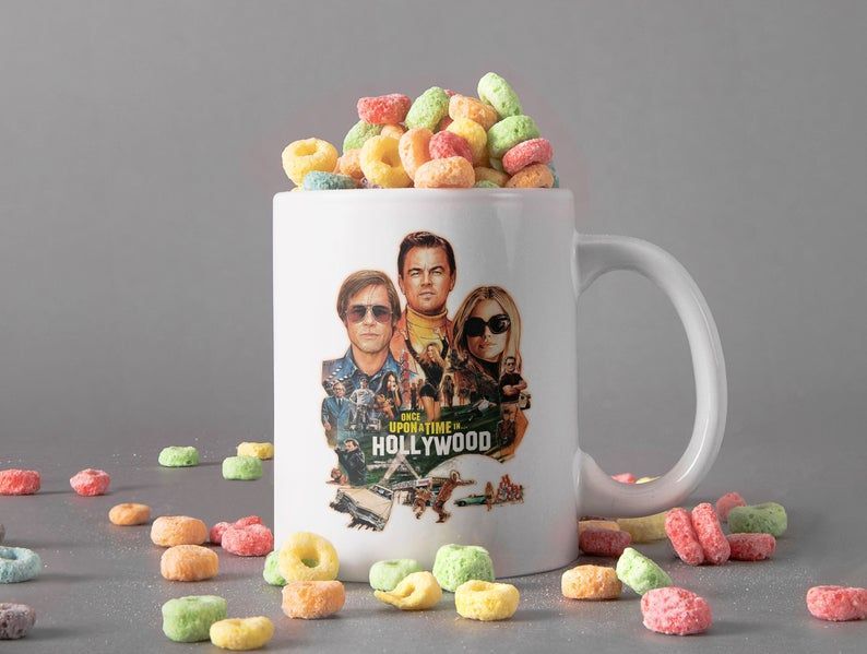 Once Upon A Time In Hollywood Mug Brad Pitt Mug Angelina Jolie Mug Leonardo Dicaprio Mug Retro Premium Sublime Ceramic Coffee Mug White