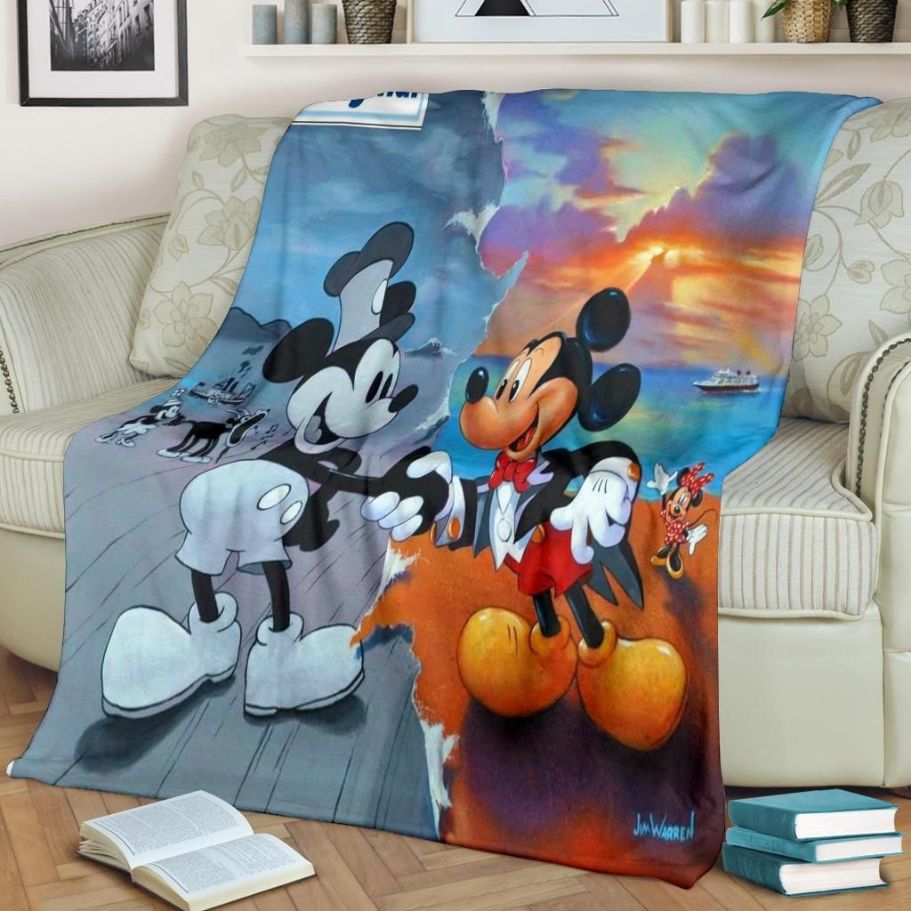 Original & Current Mickey Disney Fleece Blanket Gift For Fan, Premium Comfy Sofa Throw Blanket Gift