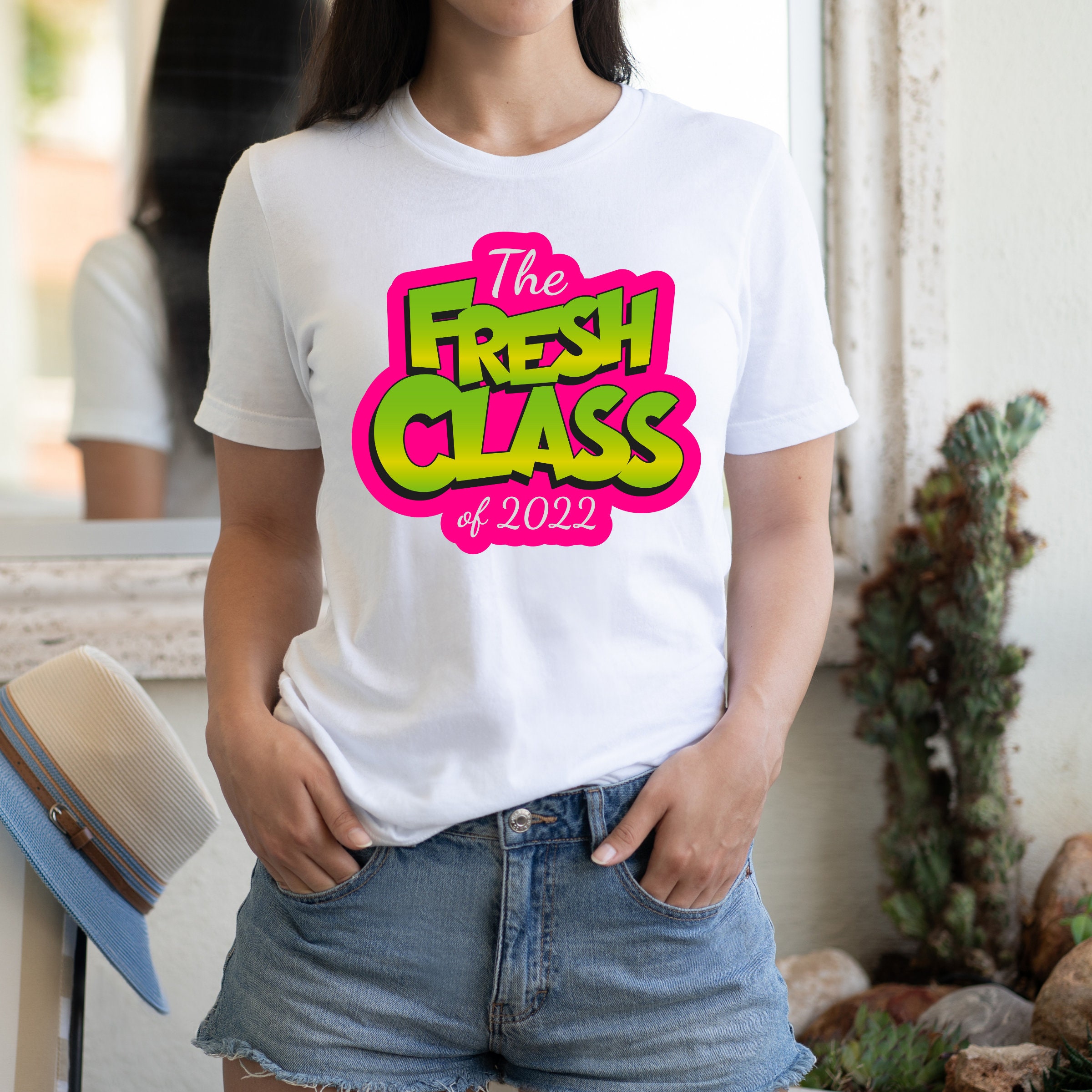 Pink And Green Neon Style The Fresh Class Of 2022 Graduation Day Unisex T-Shirt