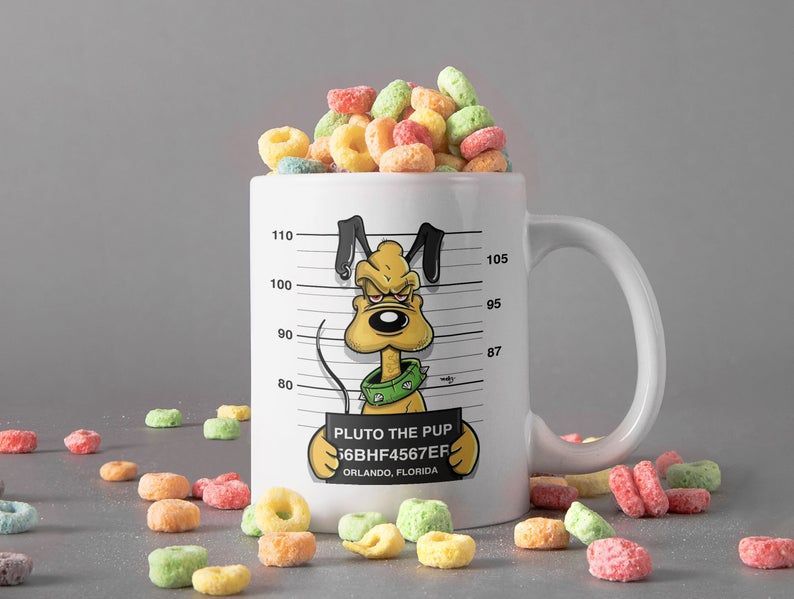 Pluto Gangster Mug Disney Lover Mug Goofy Coffee Mug Pluto Coffee Mug Premium Sublime Ceramic Coffee Mug White