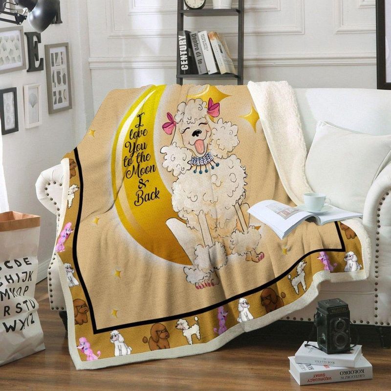 Poodle I Love You To The Moon And Back Premium Comfy Sofa Throw Blanket