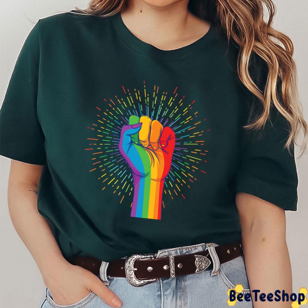 Pride Allyship Hand Rainbow Allyship Color Happy Pried Month Unisex T-Shirt